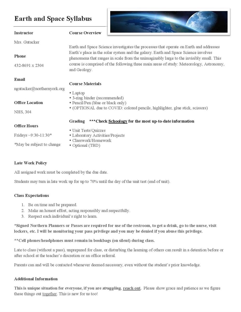 Mrs. G Syllabus